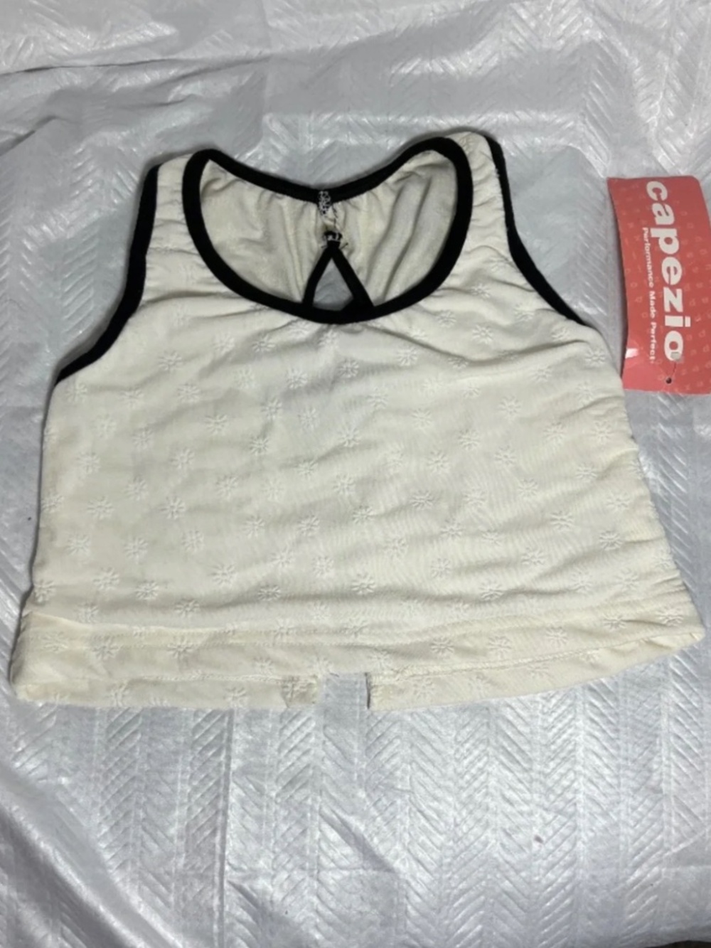 CAPEZIO Dance tank Top Ivory Black Girls Medium / Small NEW